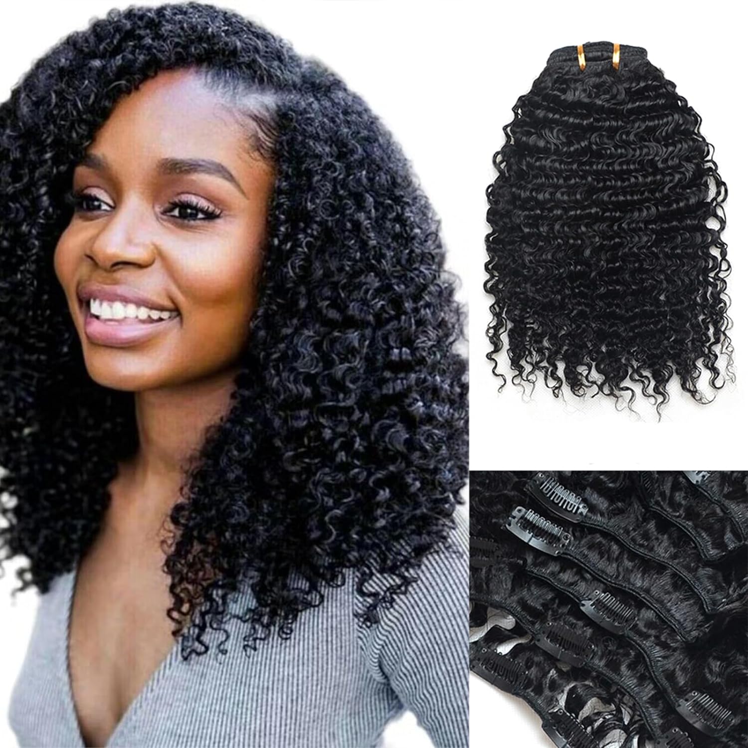 Luwigs Afro Kinky Curly 3B 3C Clip in Hair Extensions for Black Women Real Brazi