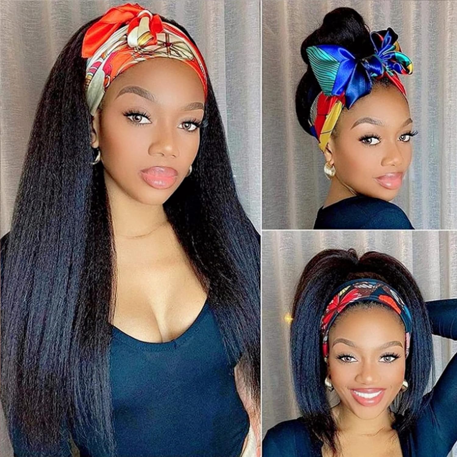 Showjarlly Kinky Straight Hair Wig 100% Human Hair Wigs for Black Women Glueless