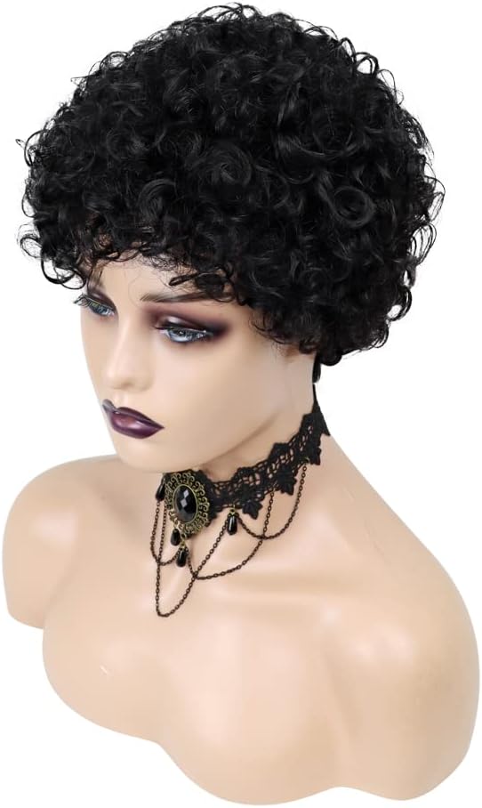 CEXXY Women's Wig Brazilian Curly Natural Short Wig Afro Curly Human Hair Cheap 